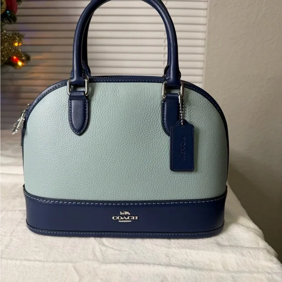 New! Coach Deep Blue and Light Blue Sabrina Satchel - Picture 7 of 9